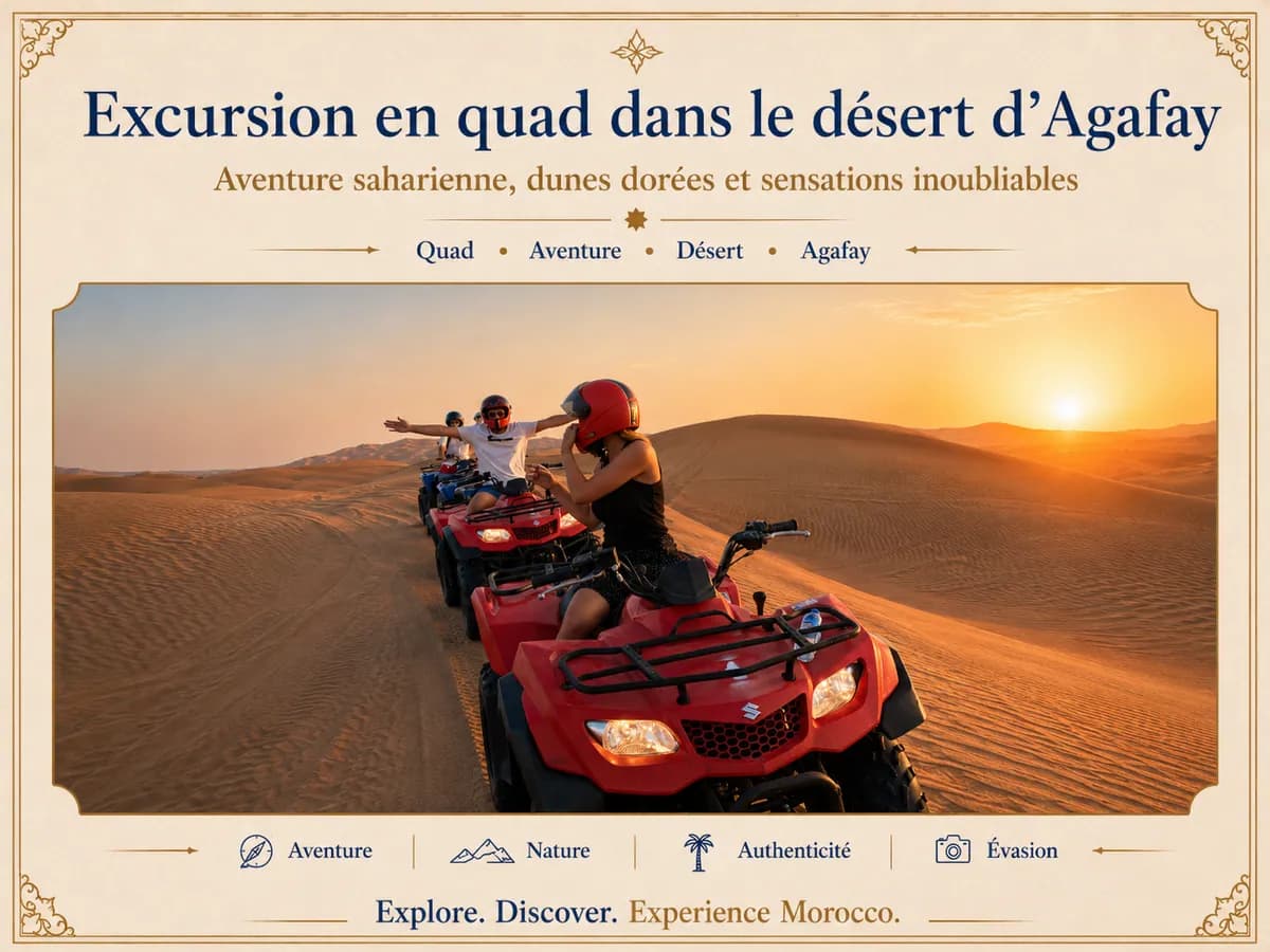 Excursion sportive en quad dans les paysages du désert d’Agafay