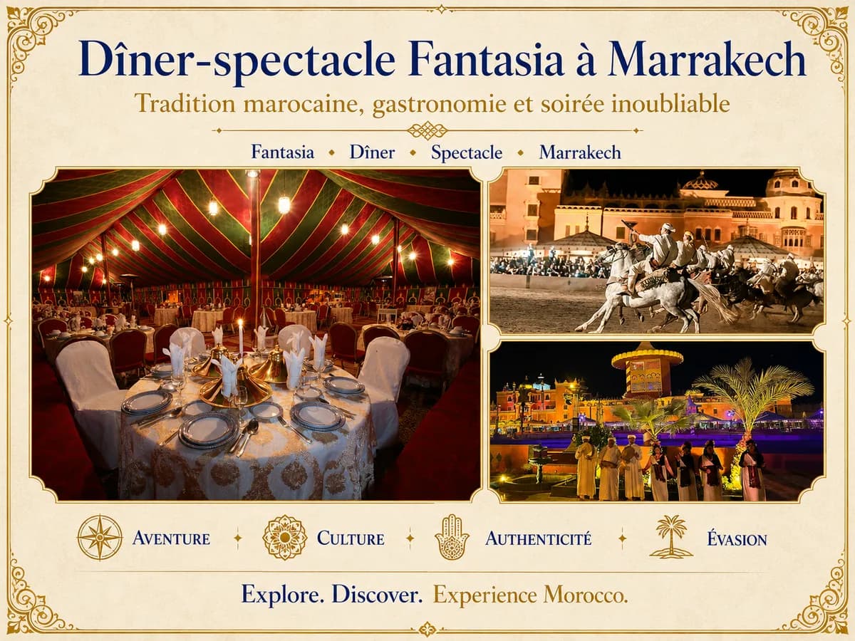 Spectacle Fantasia avec cavaliers et dîner marocain à Marrakech