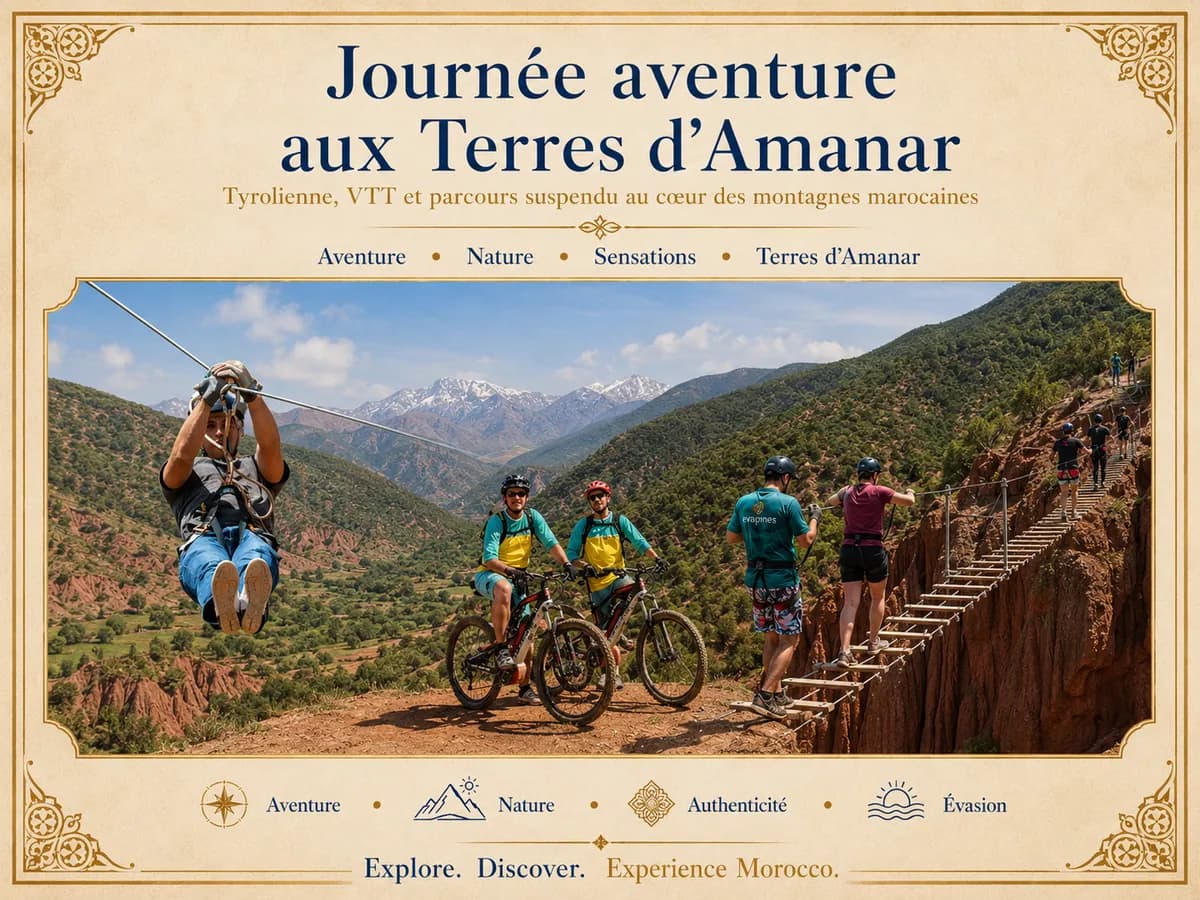 Parcours aventure et accrobranche aux Terres d’Amanar près de Marrakech