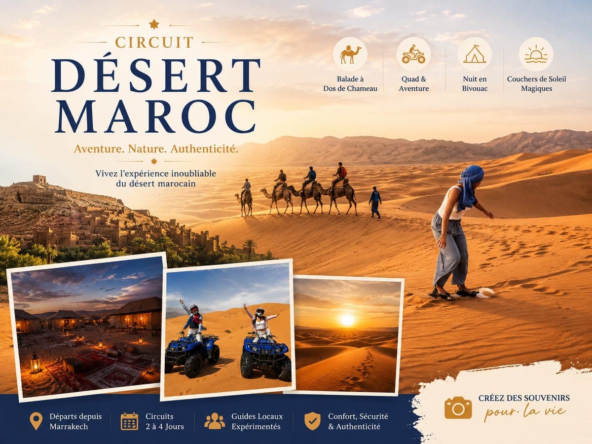 Circuit désert marocain entre palmeraies, kasbahs et dunes