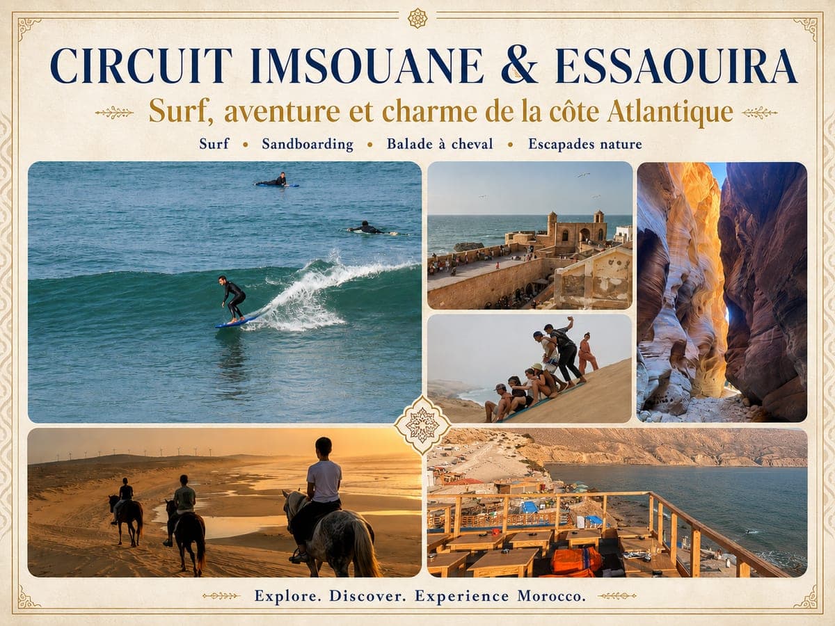Circuit Imsouane et Essaouira avec surf, dunes et océan